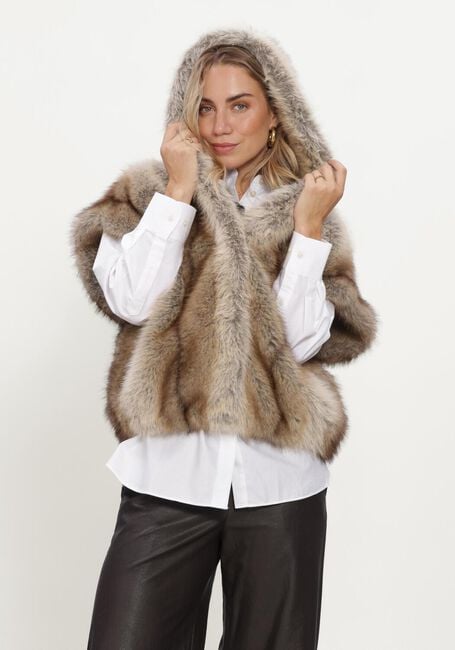 Beige STUDIO AR Bodywarmer OLENA FAUX FOX - large