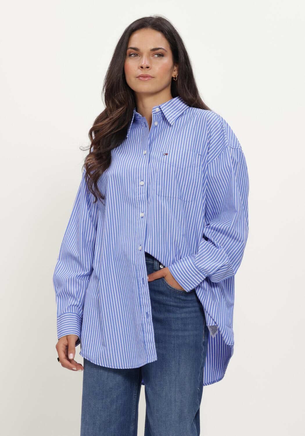 Blaue TOMMY JEANS Blusen TJW OVS ESSENTIAL SHIRT EXT - large