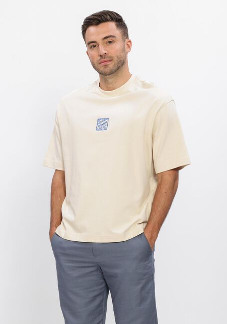 Ecru SELECTED MEN T-shirt SLHRELAXBROCK SS TEE HOTEL  AMOUR - large