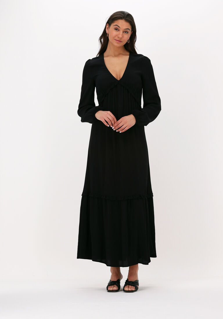 schwarze na-kd maxikleid balloon sleeve maxi frill dress