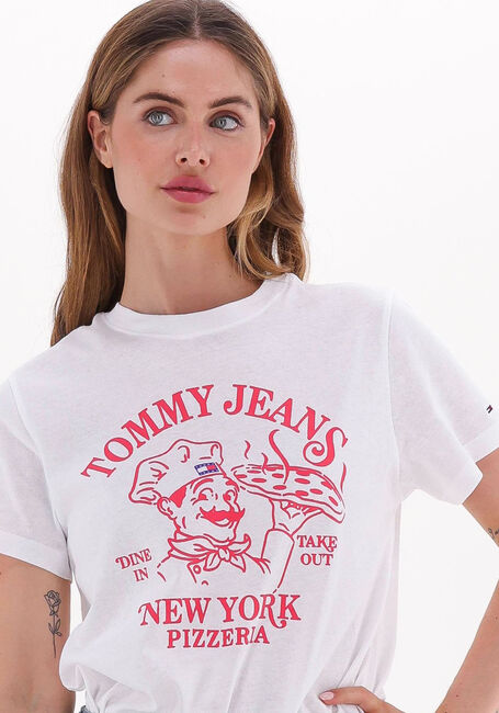 Weiße TOMMY JEANS T-shirt TJW RLXD TJ BEST PIZZA SS - large