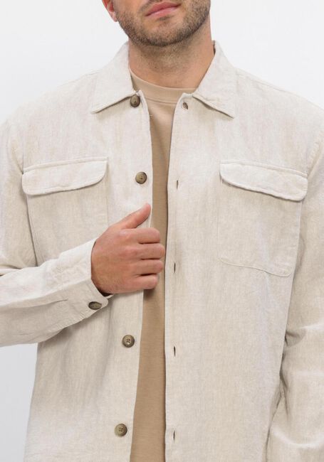 Beige SELECTED MEN Overshirts SLH-LEROY LINEN BLEND OVERSHIRT LS NOOS - large