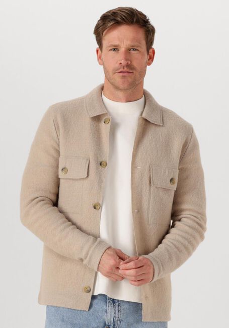 Beige SELECTED MEN Overshirt SLHNEALY LS KNIT WORKWEAR CARDIGAN - large