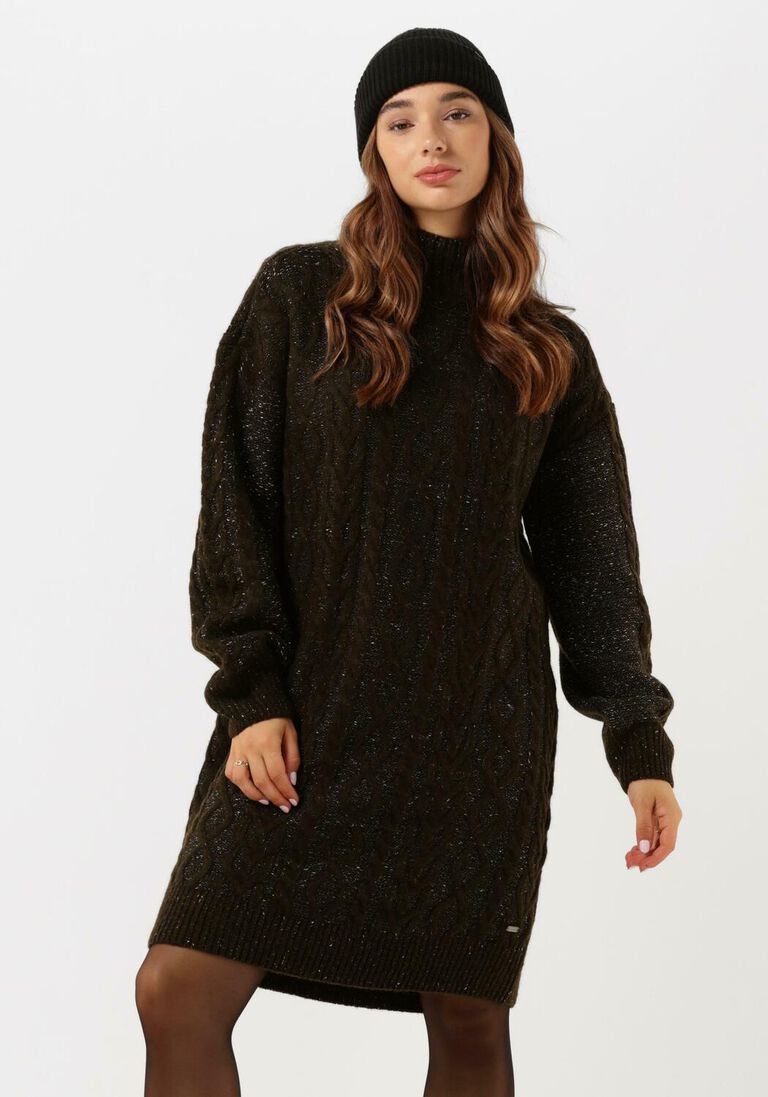 grüne scotch & soda minikleid lurex knitted cable dress