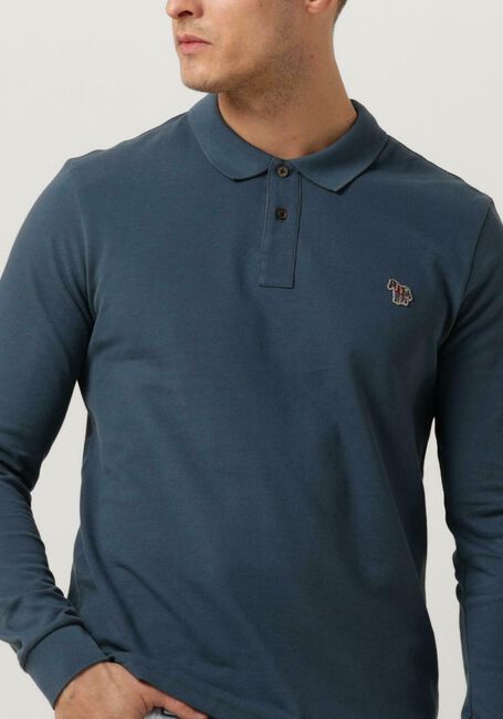 Blaue PS PAUL SMITH Polo-Shirt MENS SLIM FIT LS POLO SHIRT ZEBRA - large
