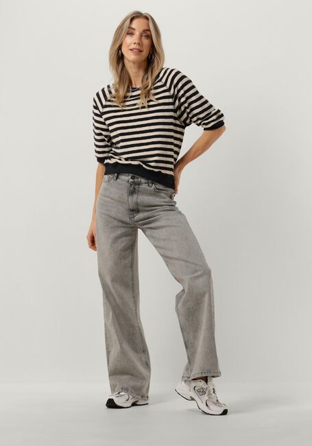 Schwarze BY-BAR Top NEVA SLUB STRIPE TOP - large