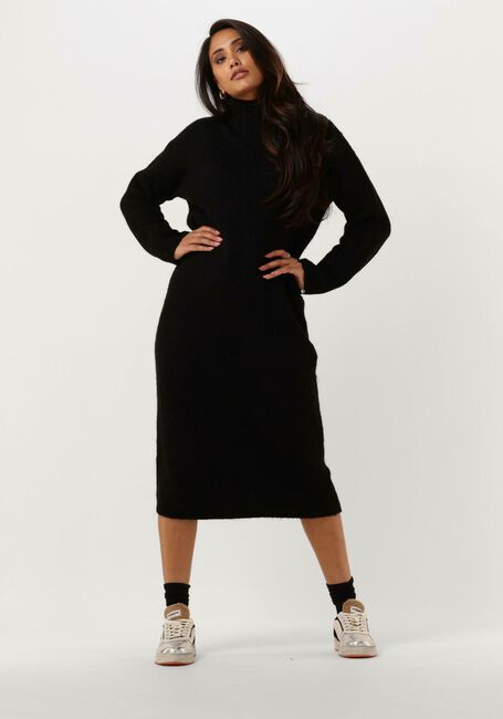 Schwarze SELECTED FEMME Midikleid SLFMALINE LS KNIT DRESSHIGH NECK - large