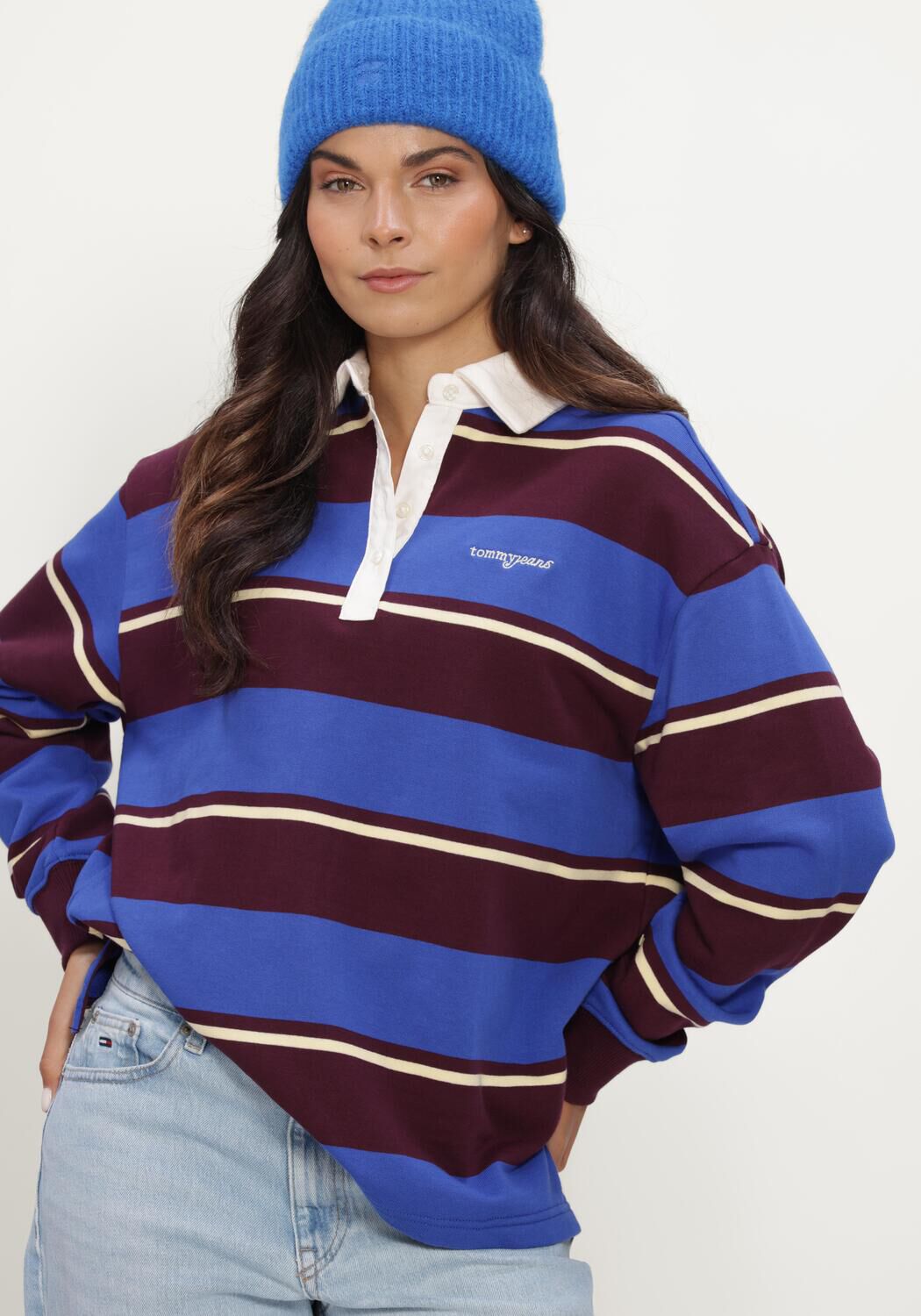 Mehrfarbige/Bunte TOMMY JEANS Pullover TJW RLX SCRIPT RUGBY - large