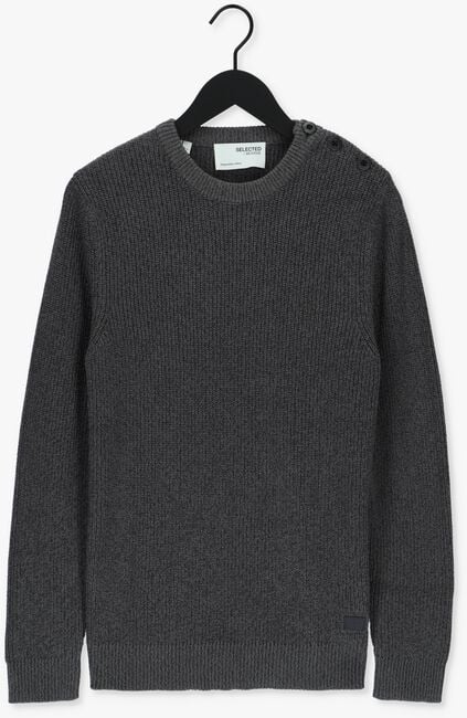 Graue SELECTED HOMME Pullover SLHIRVEN LS KNIT BUTTON CREW W - large