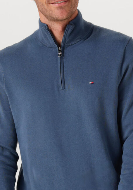 Blaue TOMMY HILFIGER Pullover ESSENTIAL COTTON ZIP MOCK - large