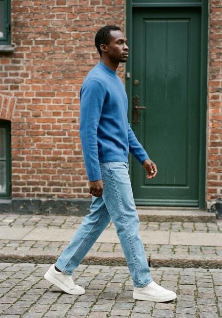 Blaue SELECTED MEN Pullover SLHMIKE LIGHT LS KNIT RELAXED MOCK NECK - large