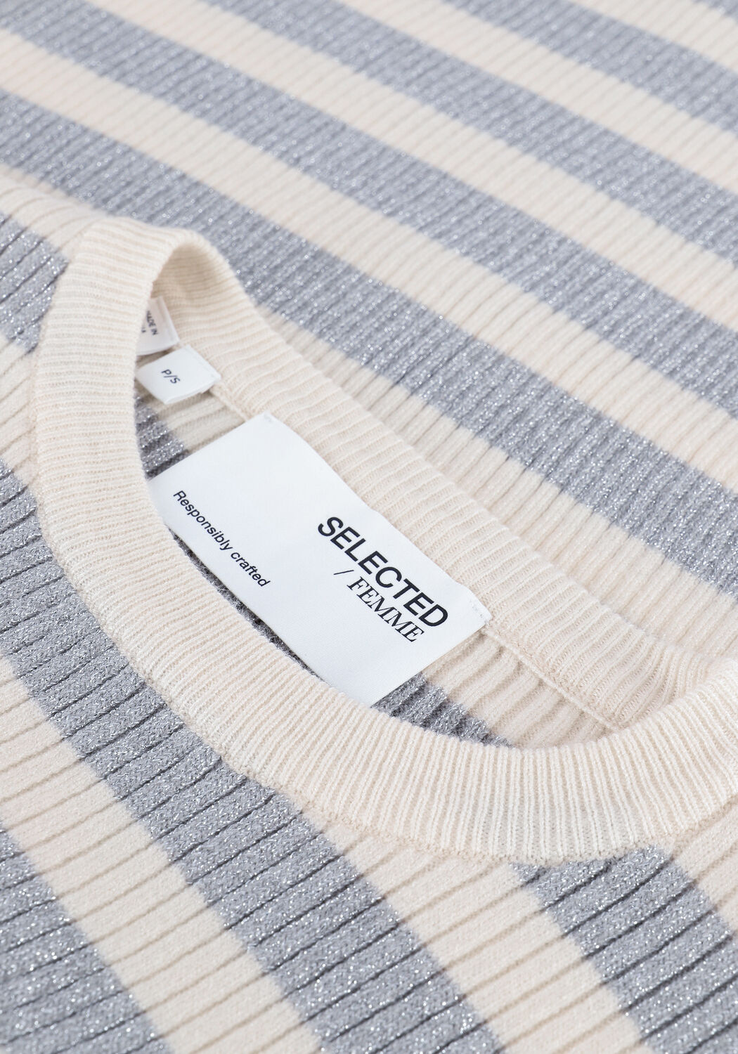 Beige SELECTED WOMEN Pullover SLFAILANA LS STRIPED KNIT O-NE - large