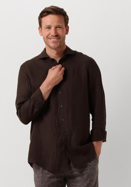 Braune PROFUOMO Casual-Oberhemd SHIRT X-CUTAWAY SC LINNEN - large