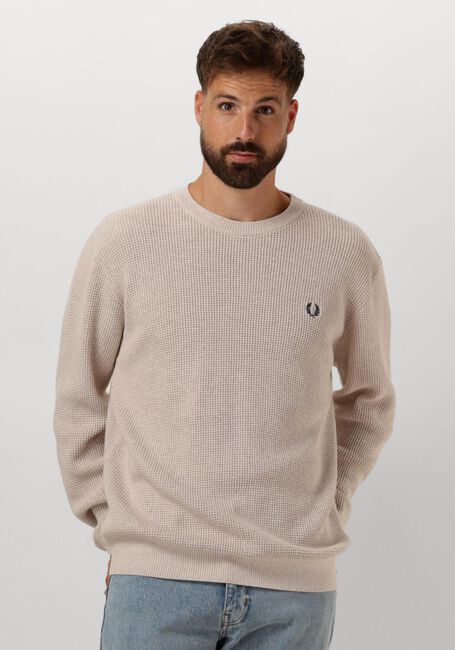 Nicht-gerade weiss FRED PERRY Pullover WAFFLE STITCH CREW NECK JUMPER - large