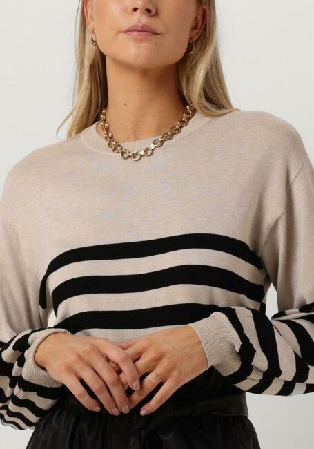 Beige MINUS Pullover PERLA STRIPED KNIT PULLOVER - large