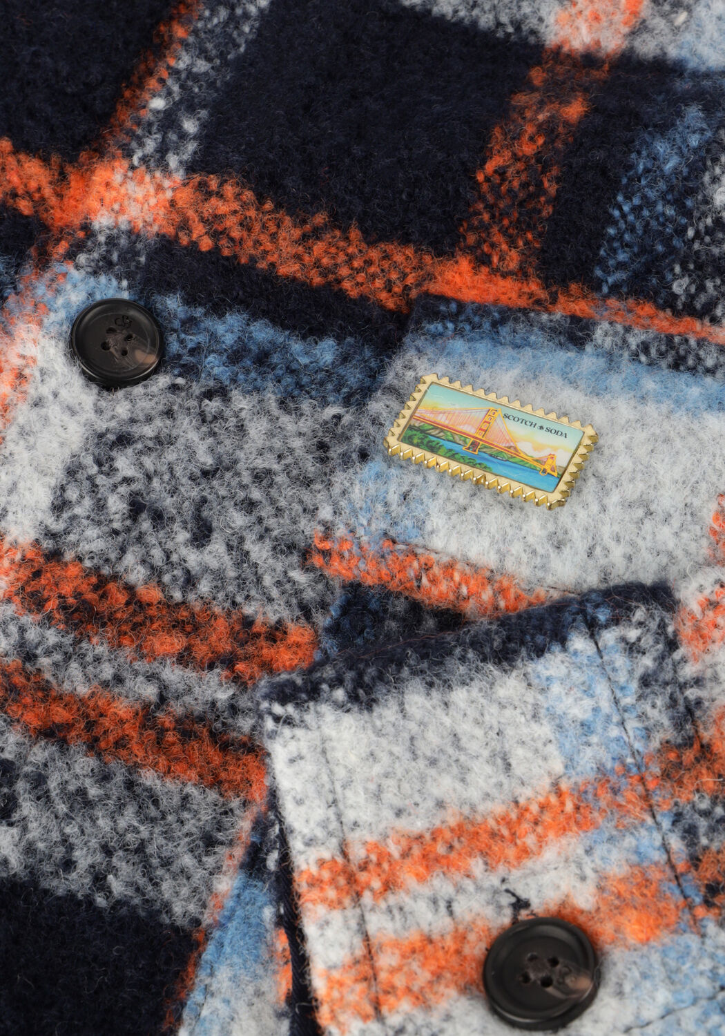 Mehrfarbige/Bunte SCOTCH & SODA Casual-Oberhemd RELAXED FIT YARN-DYED FLEECE OVERSHIRT - large