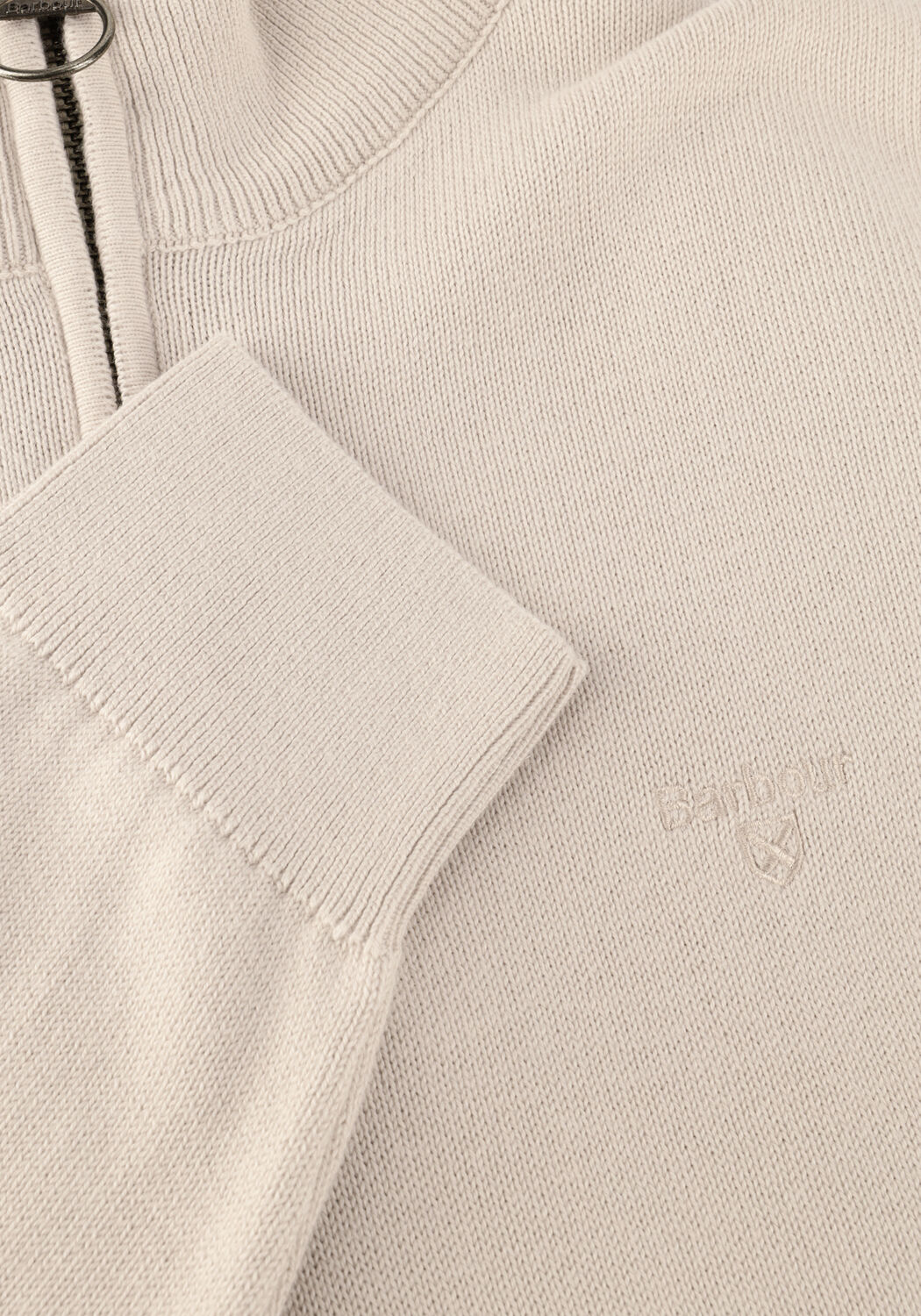 Beige BARBOUR Pullover COTTON HALF ZIP KNITTED JUMPER - large
