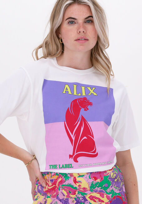 Weiße ALIX THE LABEL T-shirt KNITTED PASTEL PANTER T-SHIRT - large