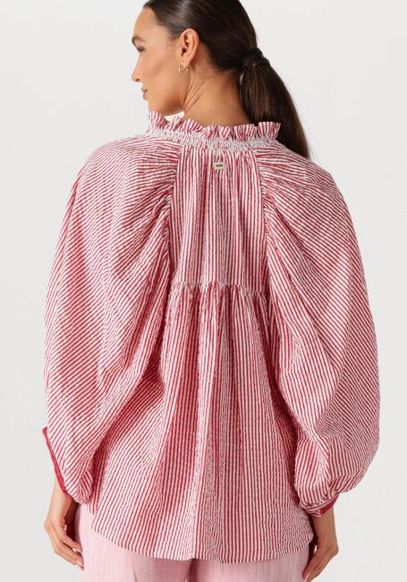 Rote POM AMSTERDAM Blusen BLOUSE SEERSUCKER RED WHITE - large