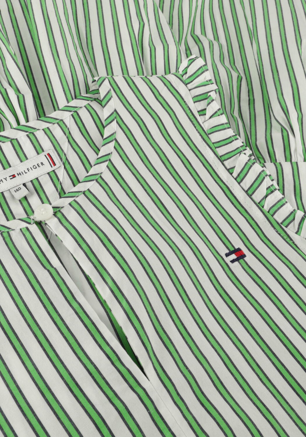 Gr&uuml;ne TOMMY HILFIGER Midikleid STRIPED RUFFLE DRESS SLVSS - large