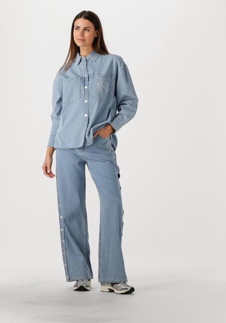 Blaue ALIX THE LABEL Blusen LADIES WOVEN CHAMBRAY PEPLUM DENIM BLOUSE - large
