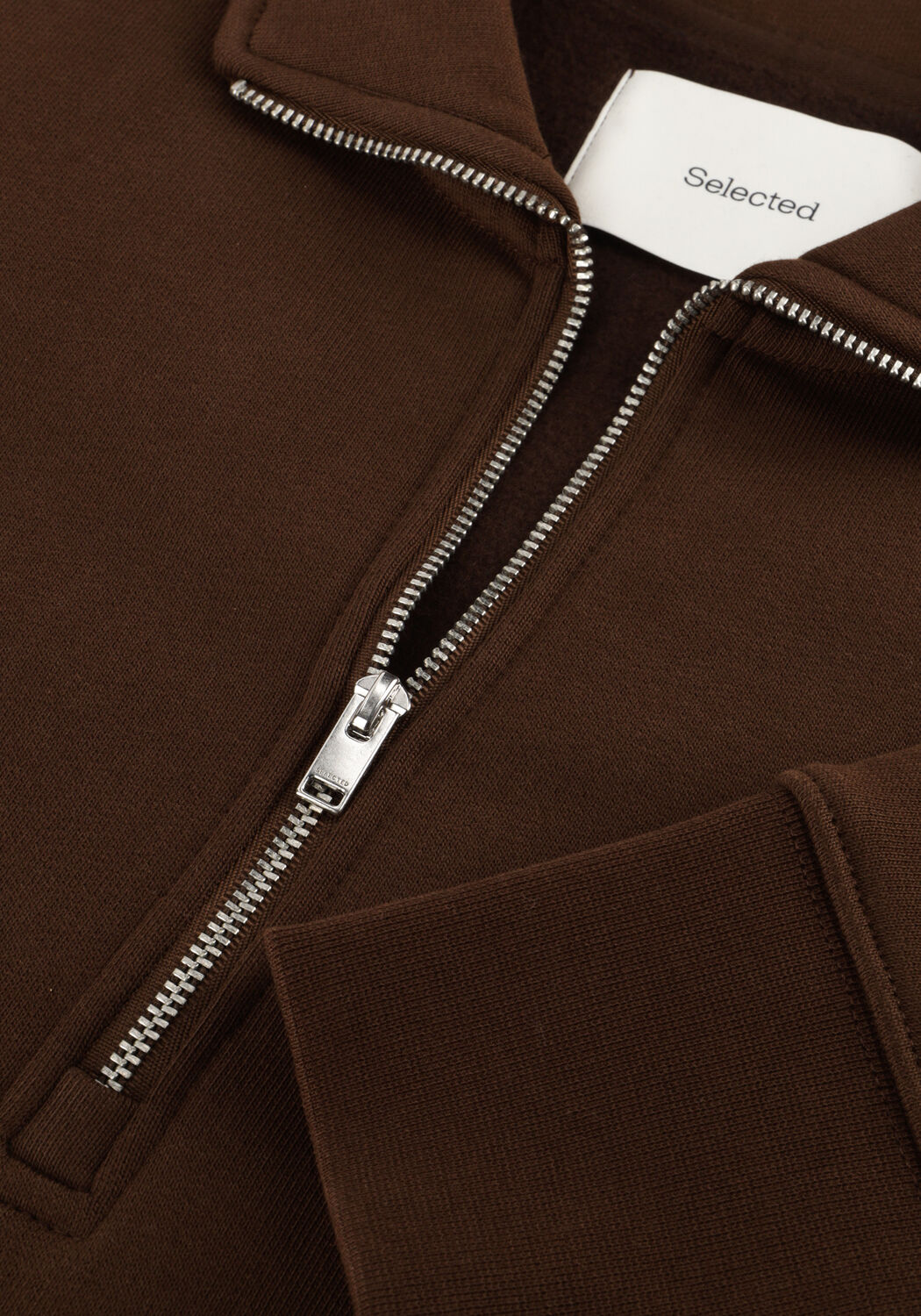 Braune SELECTED MEN Pullover SLHRELAXARON LS HALF ZIP SWEAT - large