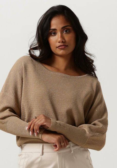 Camelfarbene NUKUS Top BATWING PULLOVER LUREX - large