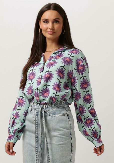 Hellblau POM AMSTERDAM Blusen VIOLET FLOWER AQUA BLOUSE - large
