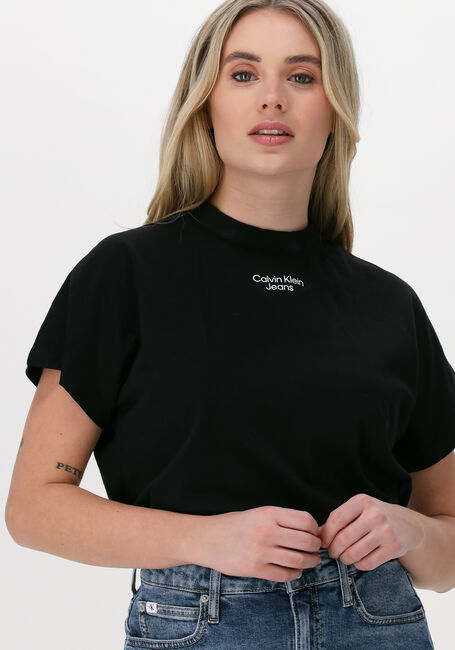 Schwarze CALVIN KLEIN T-shirt STACKED LOGO LOOSE TEE - large