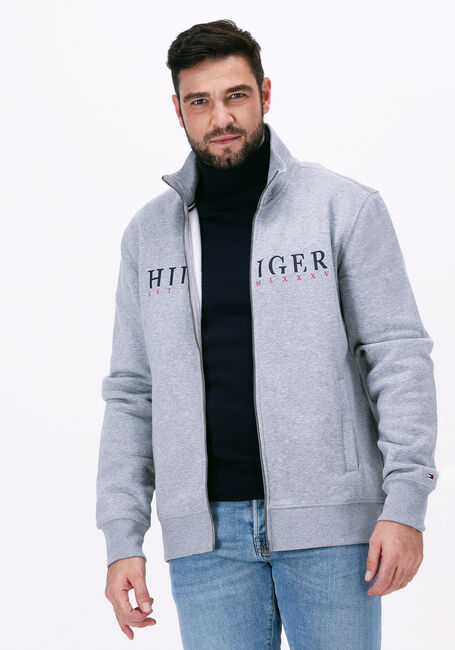 Hellgrau TOMMY HILFIGER Strickjacke HILFIGER LOGO ZIP THROUGH - large