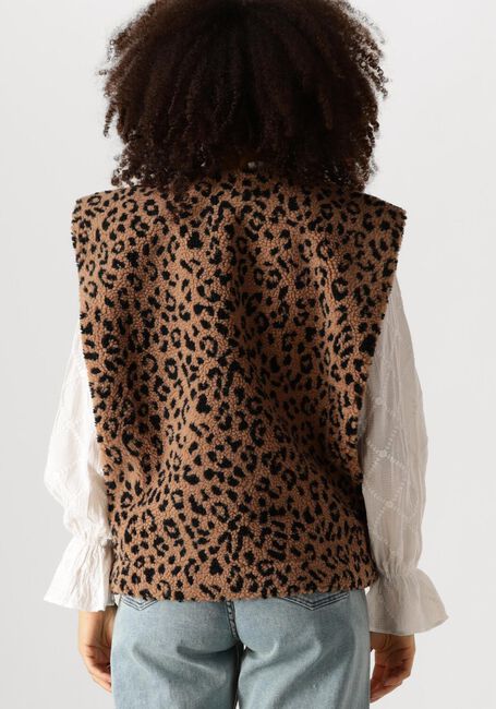 Braune COLOURFUL REBEL Gilet YONI LEOPARD TEDDY GILET - large