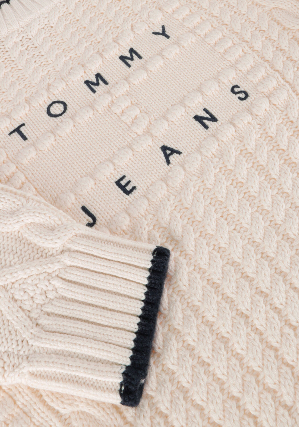 Wei&szlig;e TOMMY JEANS Pullover TJW BUBBLE CABLE FLAG CREW - large