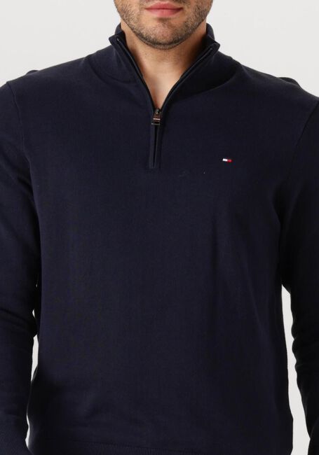 Dunkelblau TOMMY HILFIGER Pullover ESSENTIAL COTTON ZIP MOCK - large