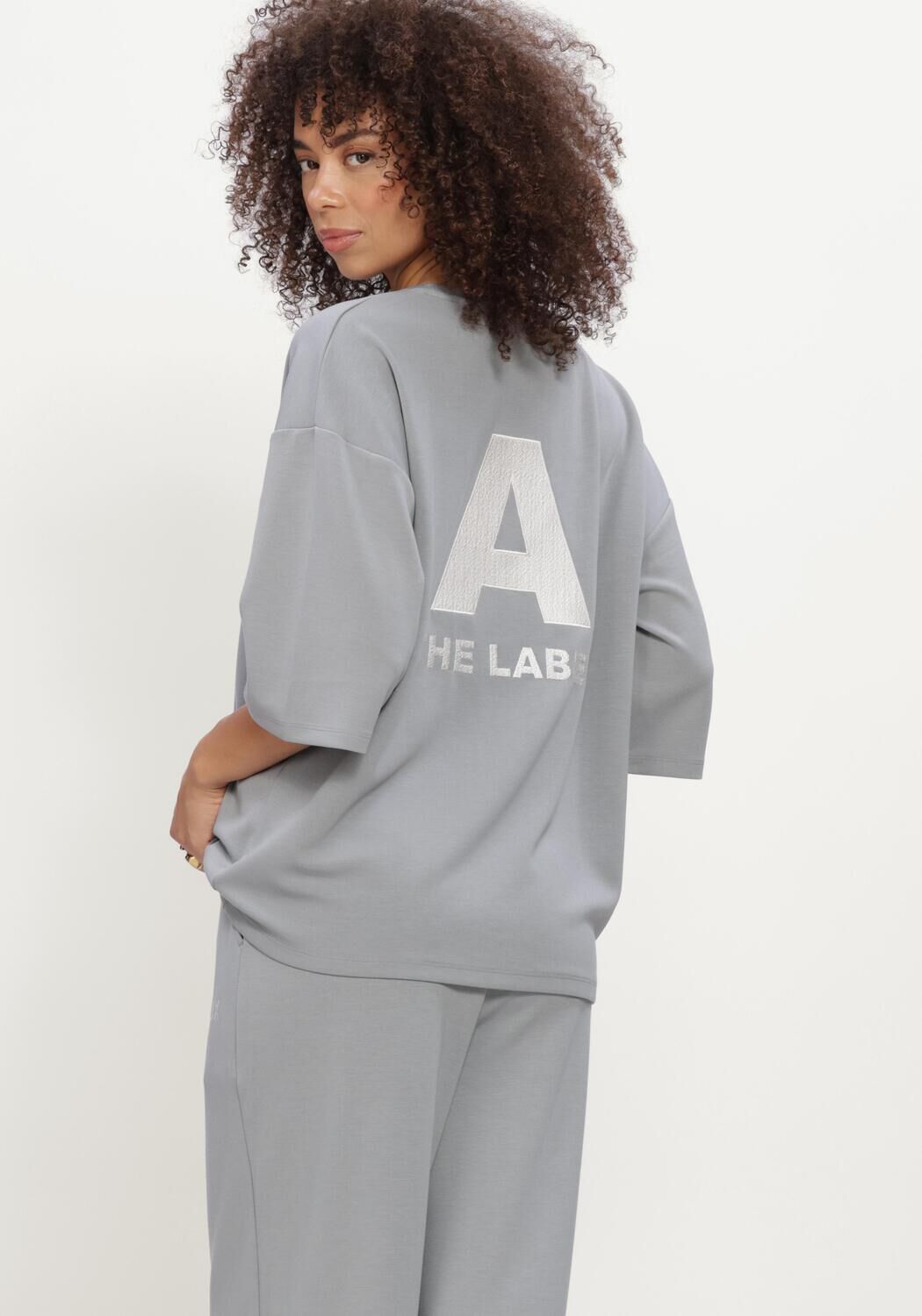 Hellgrau ALIX THE LABEL Tops & T-shirts LADIES KNITTED SCUBA V-NECK TOP - large
