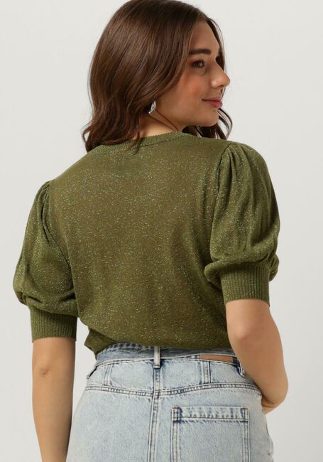 Grüne MINUS T-shirt LIVA PUFF SLEEVE METALLIC KNIT PULLOVER - large