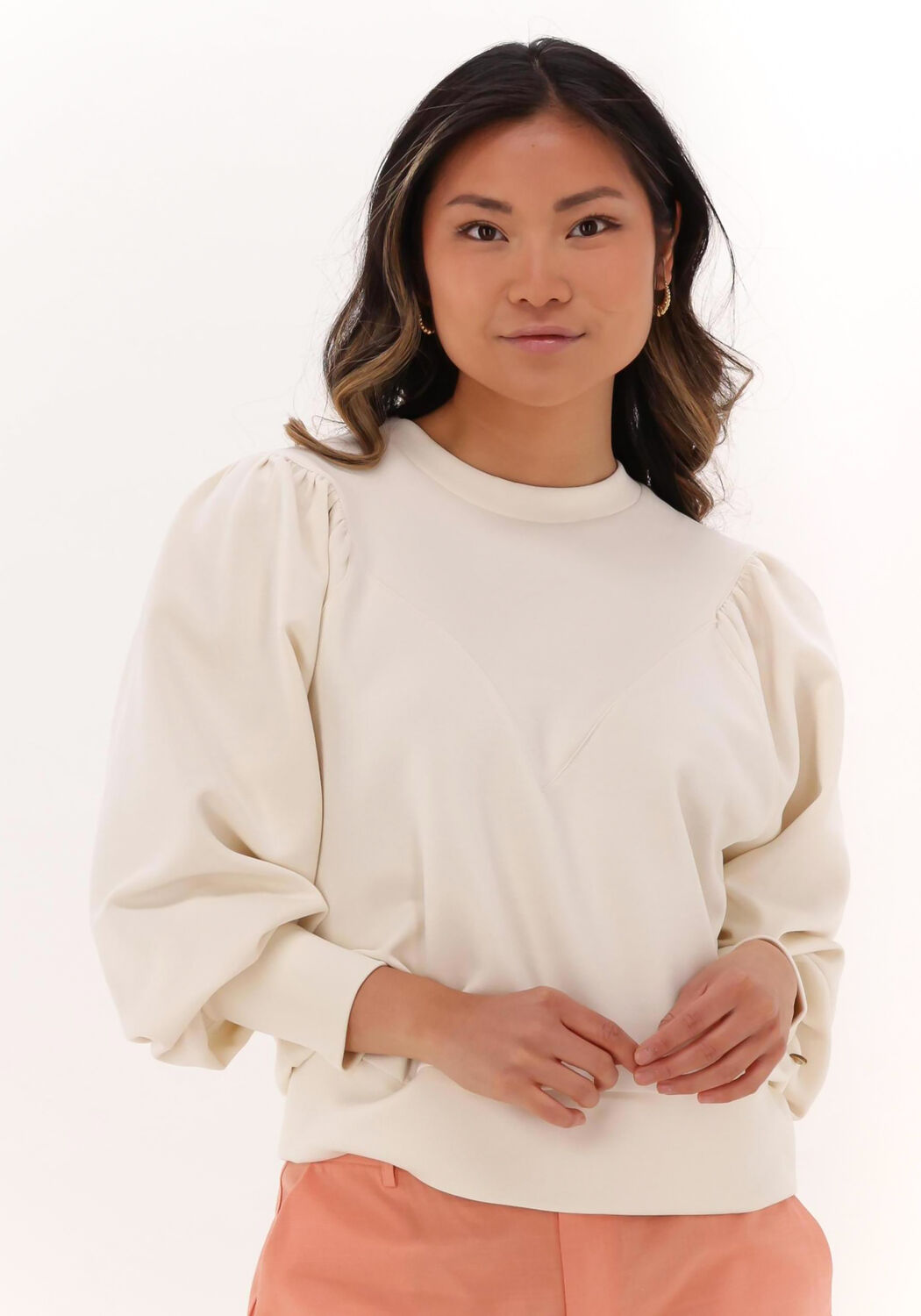 ecru scotch soda sweatshirt loose fit sweat with puff sleeves