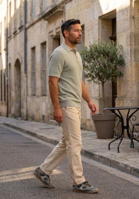 Gr&uuml;ne SELECTED MEN Polos & T-Shirts SLHCRAN SS KNIT STRUCTURE ZIP  POLO NOOS - large