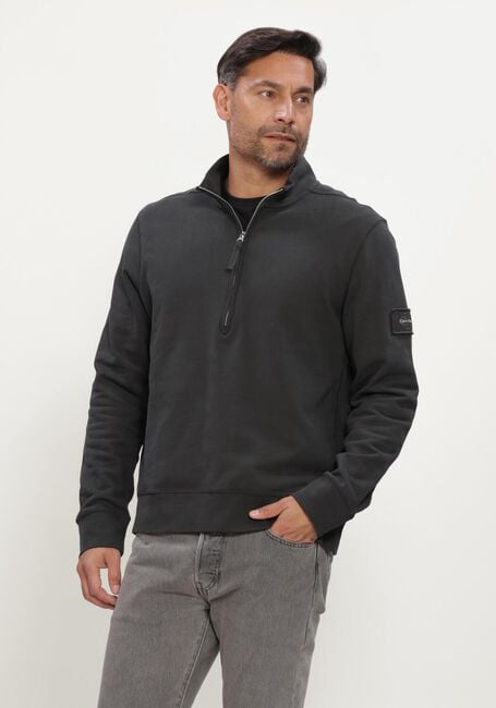 Schwarze CALVIN KLEIN Rollkragenpullover LS EU 350TERRY BADGE QTR ZIP - large