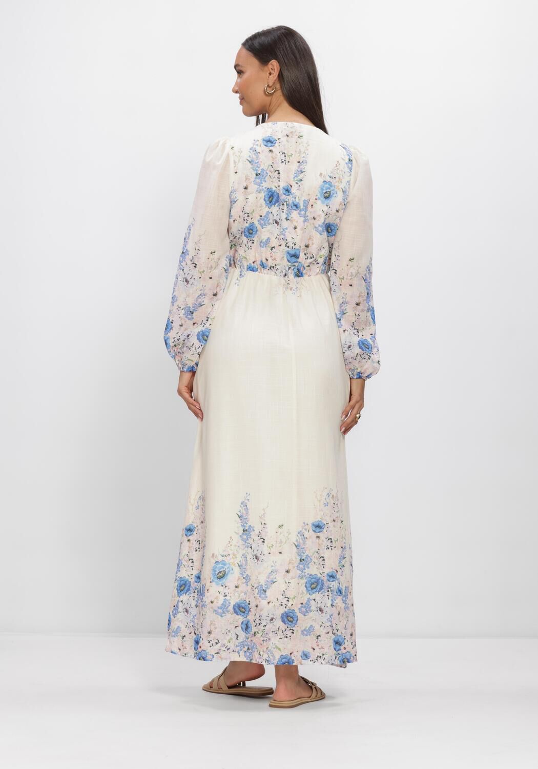 Blaue NEO NOIR Maxikleid SILFI FLOWER PRINT DRESS - large