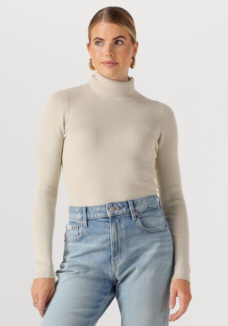 Taupe CALVIN KLEIN Rollkragenpullover WOVEN LABEL ROLL NECK - large