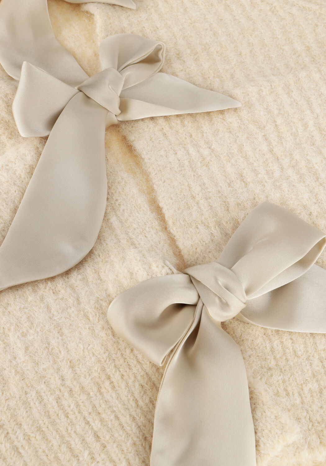 Ecru CO'COUTURE Pullover CORALIE CC BOW RIB CARDIGAN - large