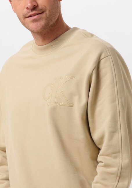 Khaki CALVIN KLEIN Sweatshirt CK APPLIQUE CREW NECK - large