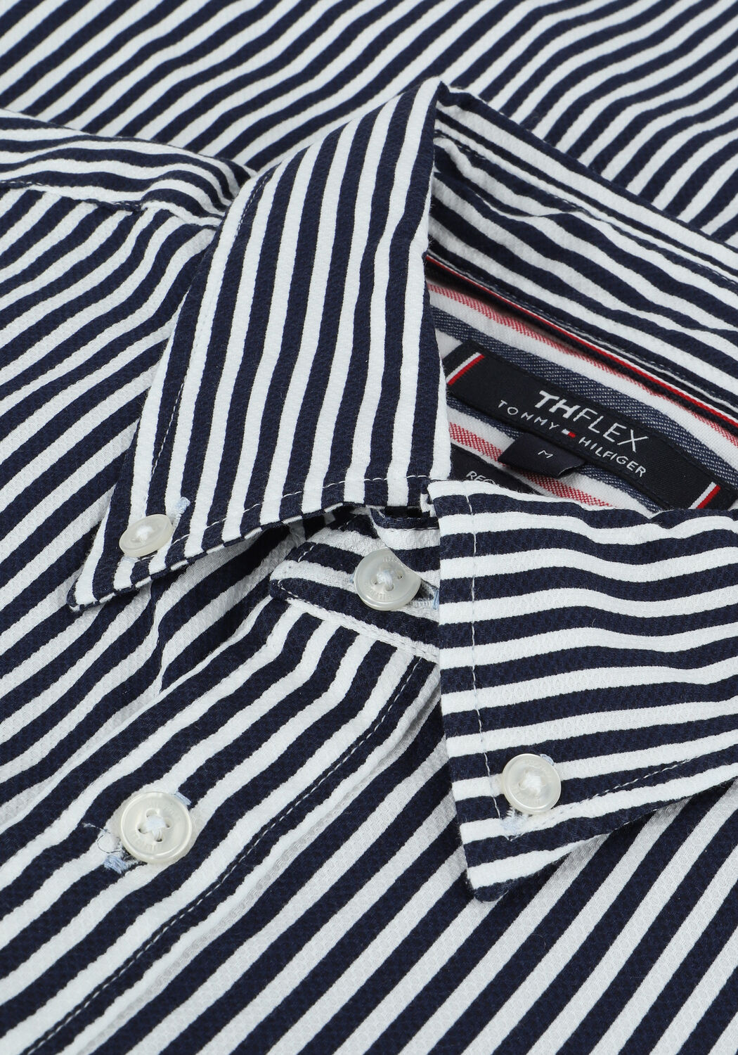 Blaue TOMMY HILFIGER Casual-Oberhemd FLEX WAFFLE DOBBY STRIPE SHIRT - large
