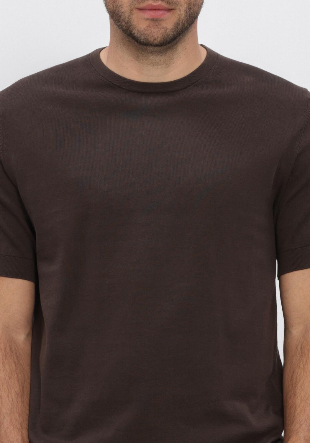 Braune SELECTED MEN Polos & T-Shirts SLHTORINO SS KNIT CREW NECK  NOOS - large