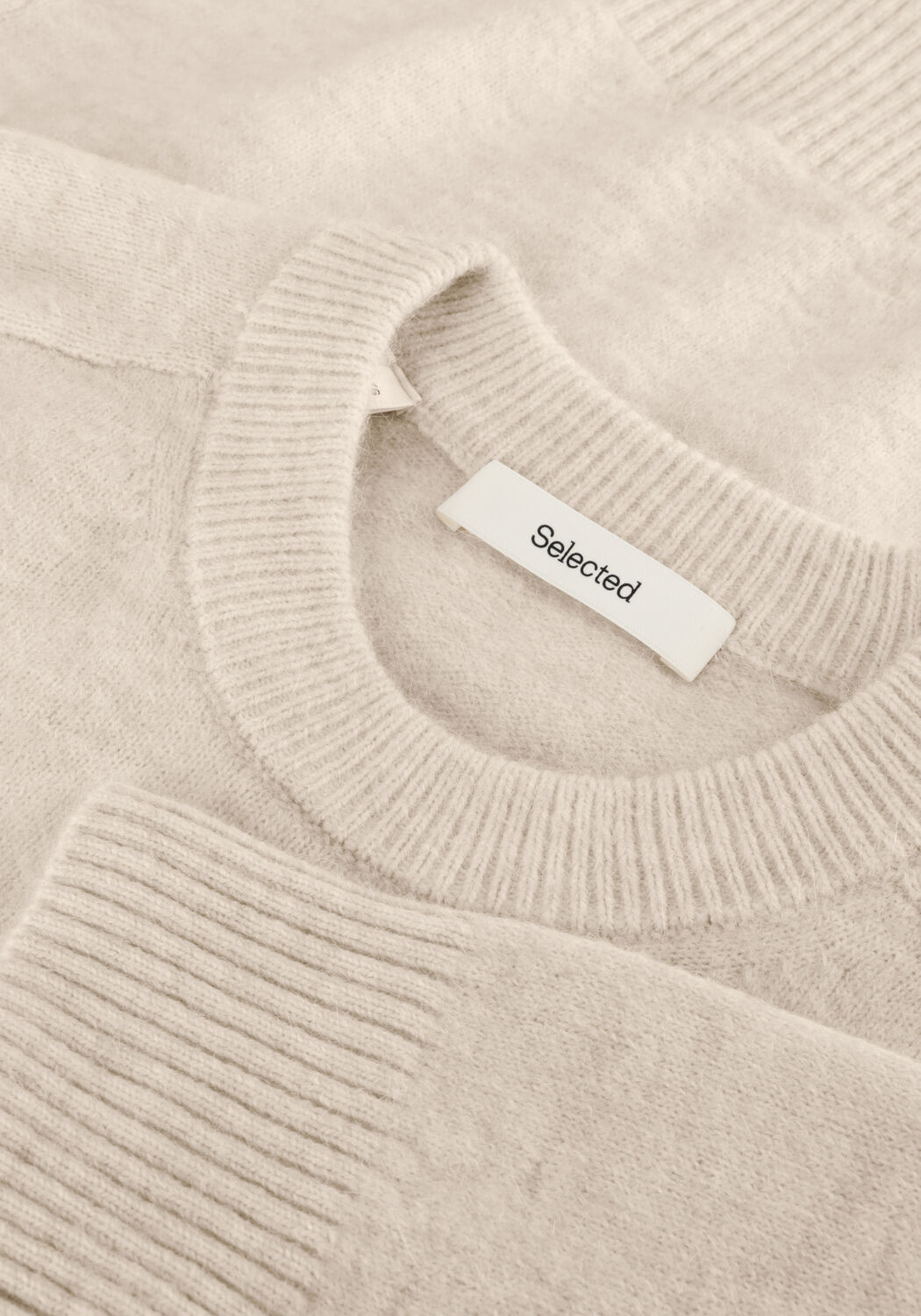Beige SELECTED MEN Pullover SLHRAI LS KNIT CREW NECK NOOS - large