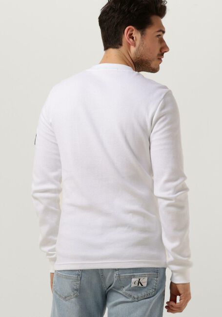 Weiße CALVIN KLEIN Sweatshirt MONOGRAM BADGE WAFFLE LS TEE - large