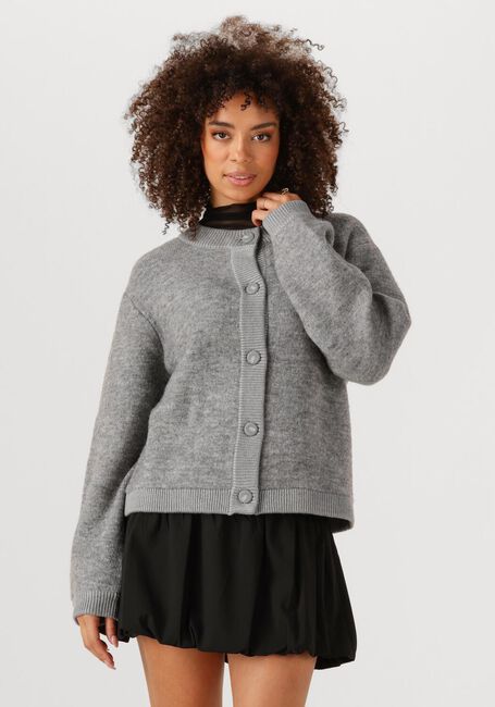 Graue OBJECT Strickjacke OBJMERLE LS LO KNIT BOMBER - large