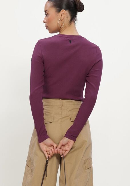 Bordeaux ALIX THE LABEL Tops & T-shirts LADIES KNITTED RIB LONGSLEEVE T-SHIRT - large