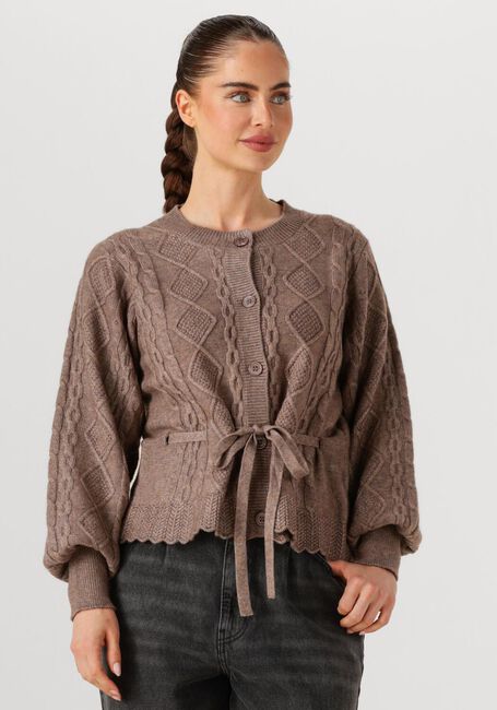 Taupe CO'COUTURE Strickjacke ROW CABLE TIE CARDIGAN - large