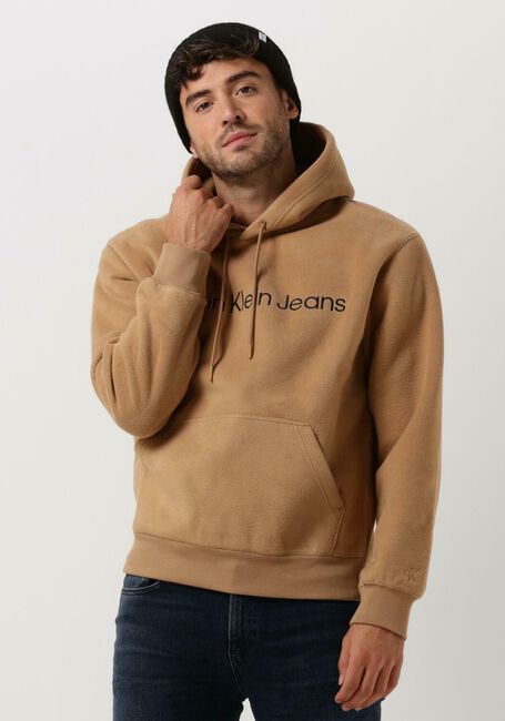 Camelfarbene CALVIN KLEIN Sweatshirt HEAVY DOUBLE FACE HOODIE - large